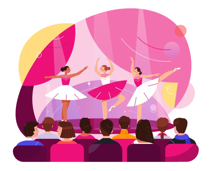 Dancers on stage in front of an audience